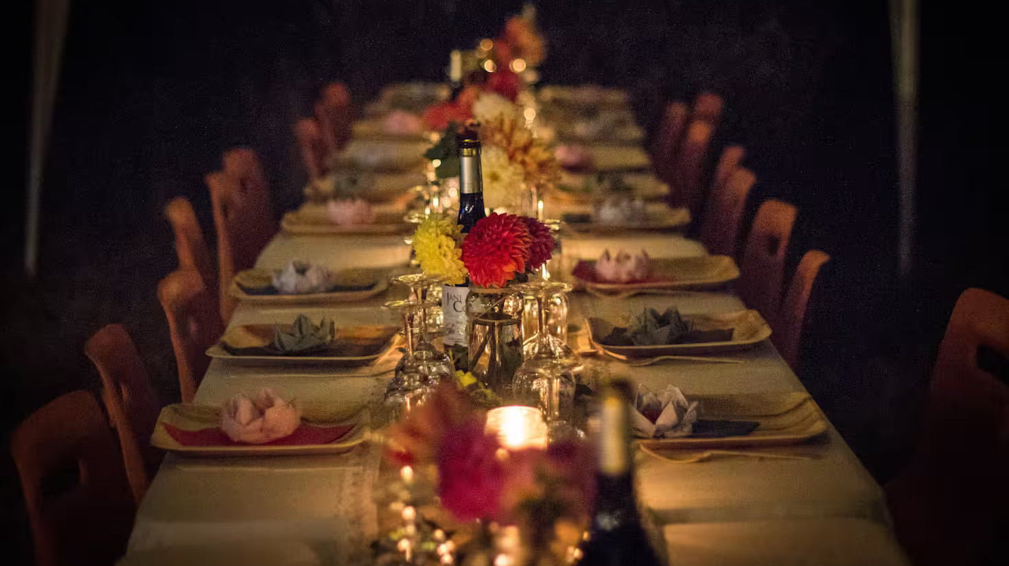 photography of a reception table