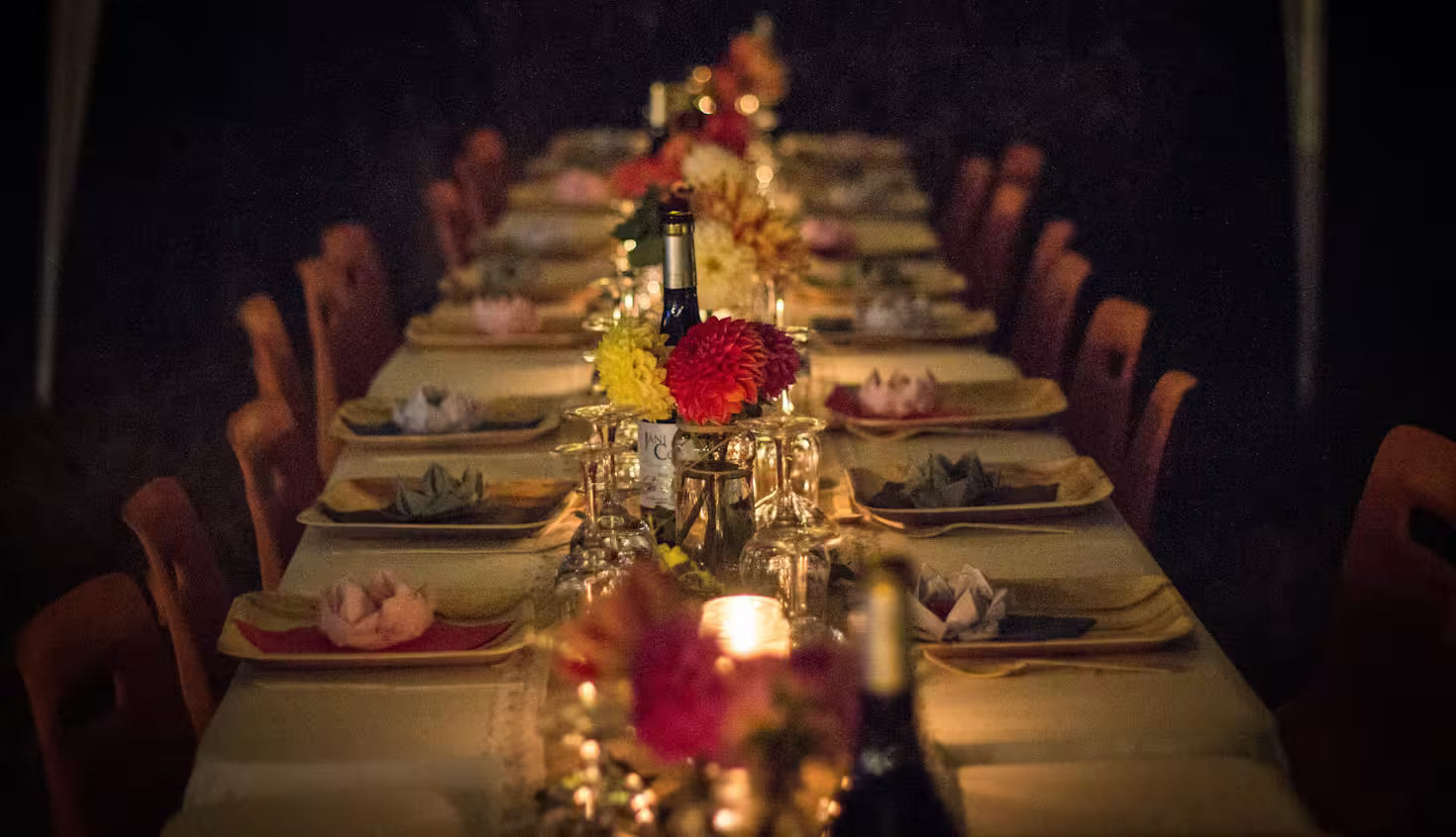 photography of a reception table