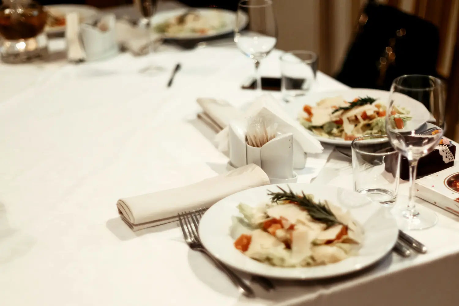 Picture of a table set for a formal dinner setting